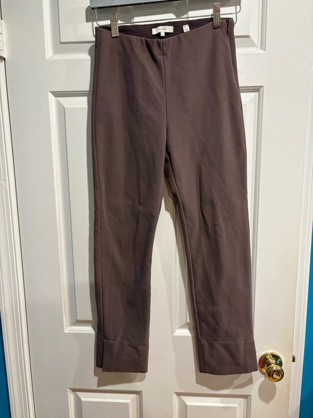 Vince cropped stretchy pants sz S brown taupe side zipper